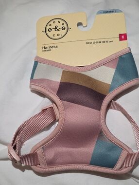 Bond & Co. Reversible Geometric Pink Dog Harness size XS Chest 12-18 Inch